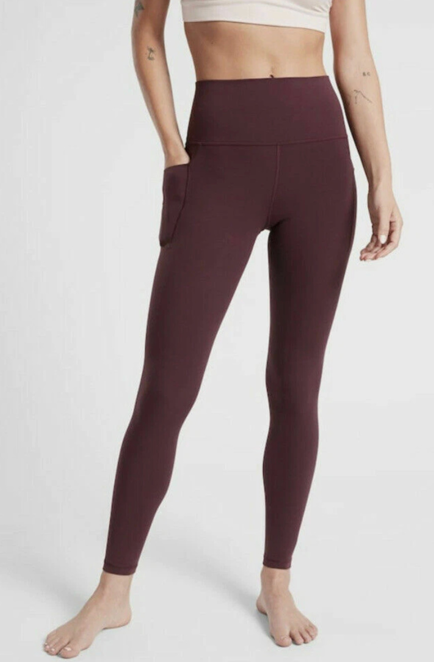ATHLETA Salutation Stash Pocket II Tight XS 7/8 25" Spiced Cabernet